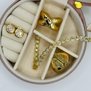 Elegant Gold-Tone Crystal 5 pc Jewelry Collection Set